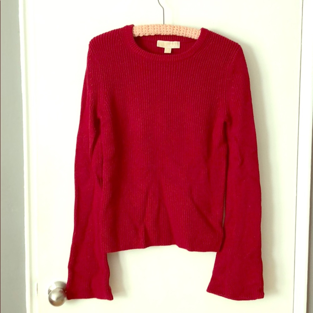 MICHAEL KORS RED BELL SLEEVED SWEATER SIZE SMALL